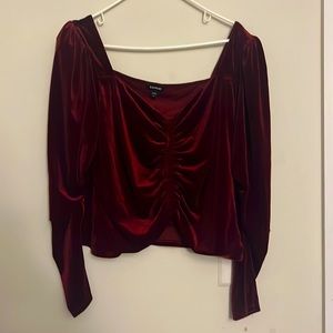 Wine red velvet top Blouse